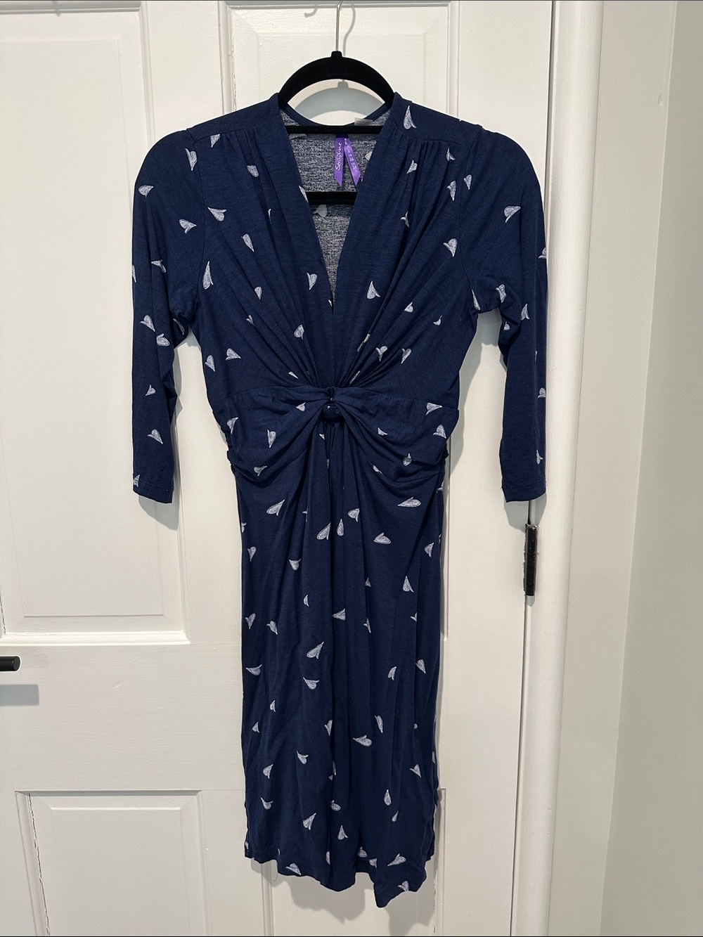 Seraphine Navy Knot-Front Maternity Dress